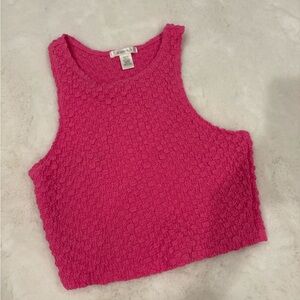 Bozzolo Hot Pink Textured Cropped Tank